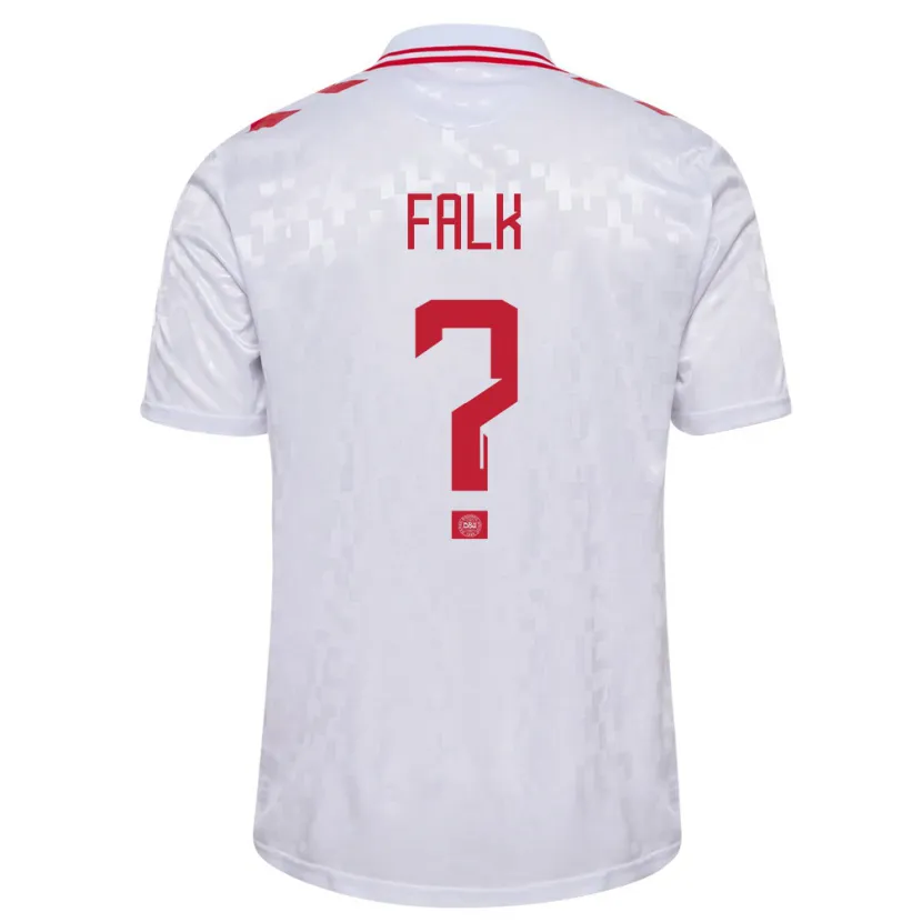 Danxen Män Danmark Lukas Falk #0 Vit Bortatröja Matchtröjor 24-26 Tröjor T-Tröja