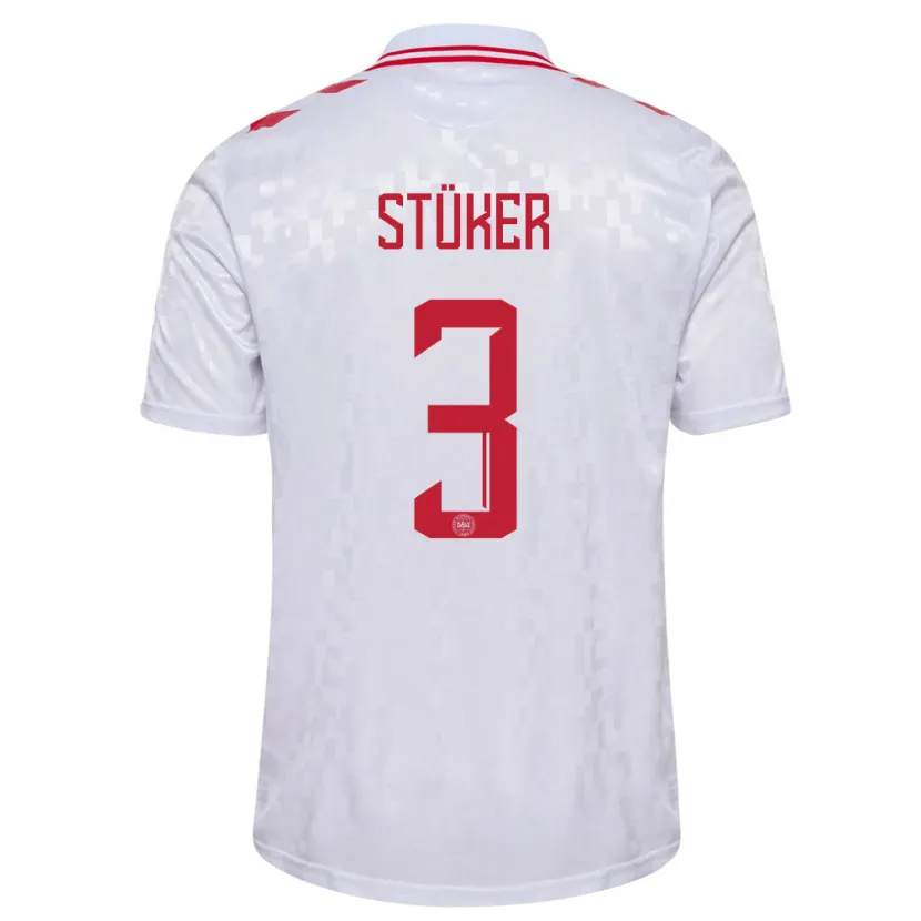 Danxen Män Danmark Simon Stüker #3 Vit Bortatröja Matchtröjor 24-26 Tröjor T-Tröja