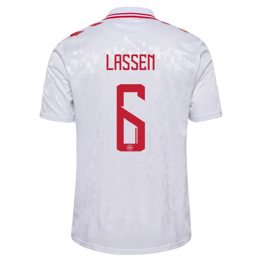 Danxen Män Danmark Noah Lassen #6 Vit Bortatröja Matchtröjor 24-26 Tröjor T-Tröja