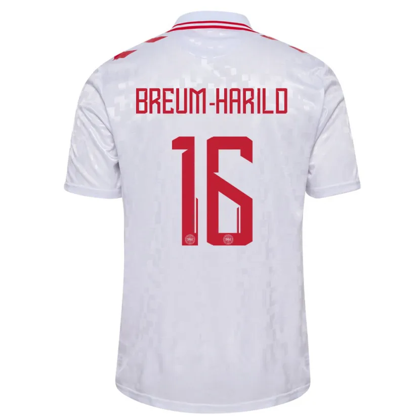Danxen Män Danmark Tobias Breum-Harild #16 Vit Bortatröja Matchtröjor 24-26 Tröjor T-Tröja