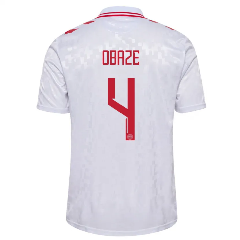 Danxen Män Danmark Isabella Obaze #4 Vit Bortatröja Matchtröjor 24-26 Tröjor T-Tröja