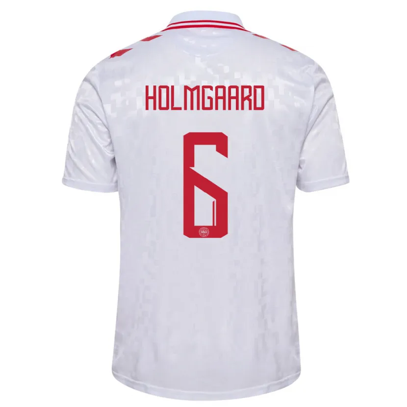 Danxen Män Danmark Karen Holmgaard #6 Vit Bortatröja Matchtröjor 24-26 Tröjor T-Tröja