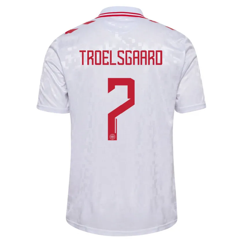 Danxen Män Danmark Sanne Troelsgaard #7 Vit Bortatröja Matchtröjor 24-26 Tröjor T-Tröja