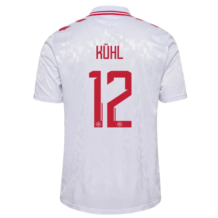 Danxen Män Danmark Kathrine Kühl #12 Vit Bortatröja Matchtröjor 24-26 Tröjor T-Tröja