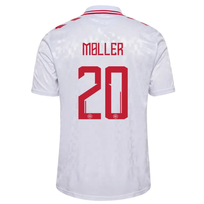 Danxen Män Danmark Caroline Møller #20 Vit Bortatröja Matchtröjor 24-26 Tröjor T-Tröja