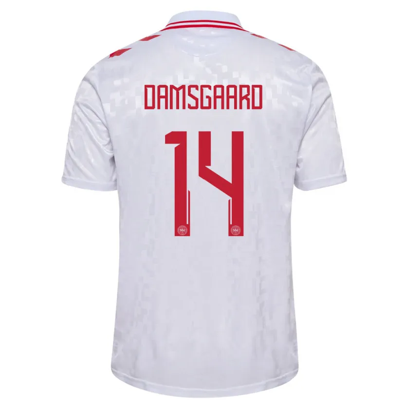 Danxen Män Danmark Mikkel Damsgaard #14 Vit Bortatröja Matchtröjor 24-26 Tröjor T-Tröja