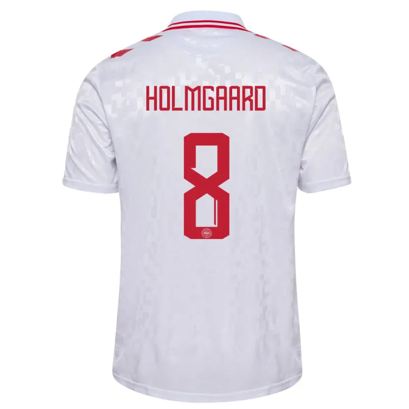 Danxen Män Danmark Sara Holmgaard #8 Vit Bortatröja Matchtröjor 24-26 Tröjor T-Tröja