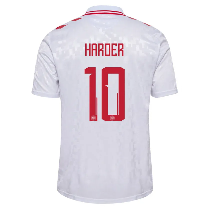 Danxen Män Danmark Pernille Harder #10 Vit Bortatröja Matchtröjor 24-26 Tröjor T-Tröja