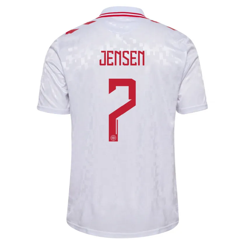 Danxen Män Danmark Victor Jensen #7 Vit Bortatröja Matchtröjor 24-26 Tröjor T-Tröja