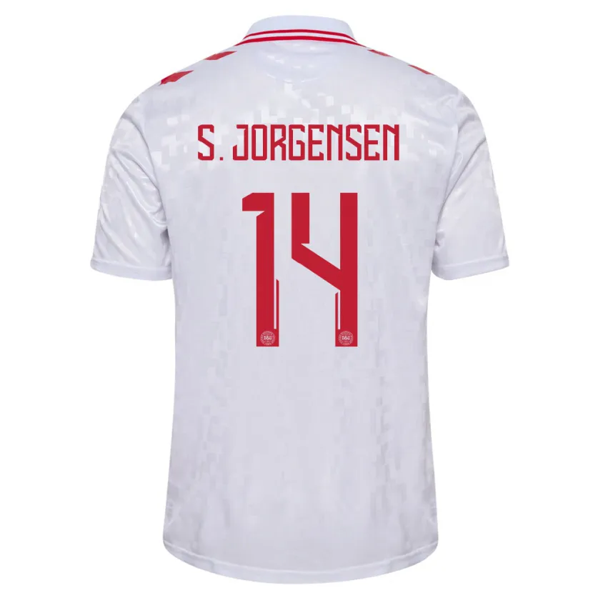 Danxen Män Danmark Sebastian Jorgensen #14 Vit Bortatröja Matchtröjor 24-26 Tröjor T-Tröja
