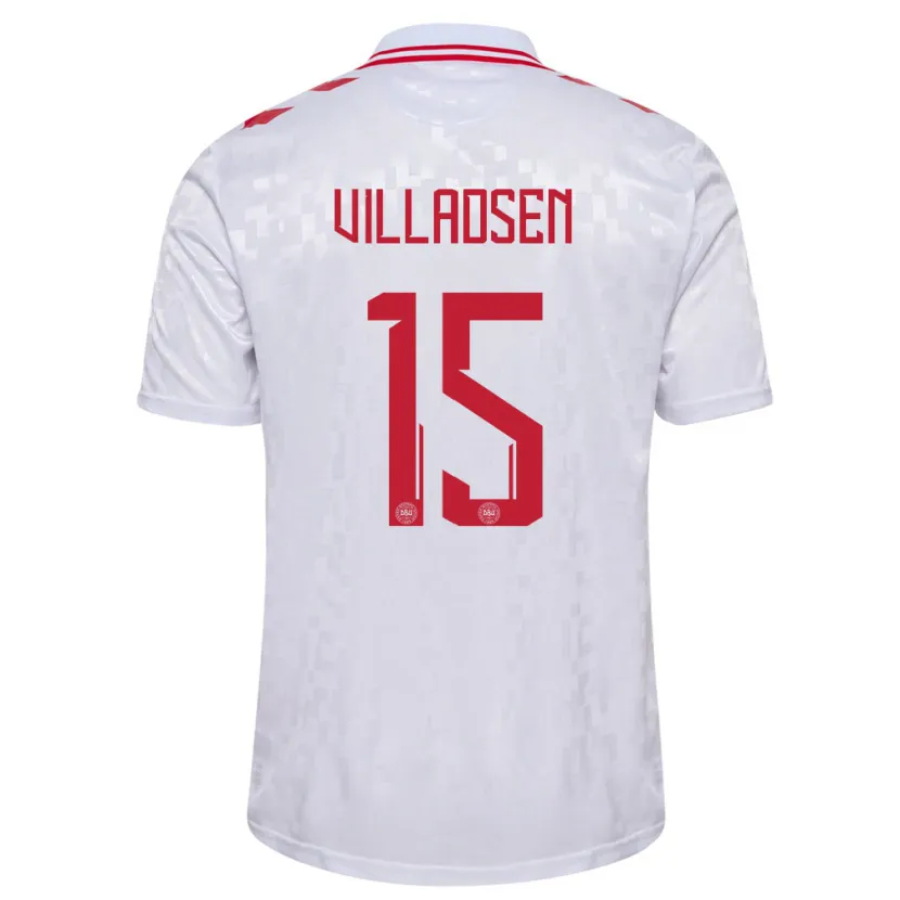 Danxen Män Danmark Oliver Villadsen #15 Vit Bortatröja Matchtröjor 24-26 Tröjor T-Tröja