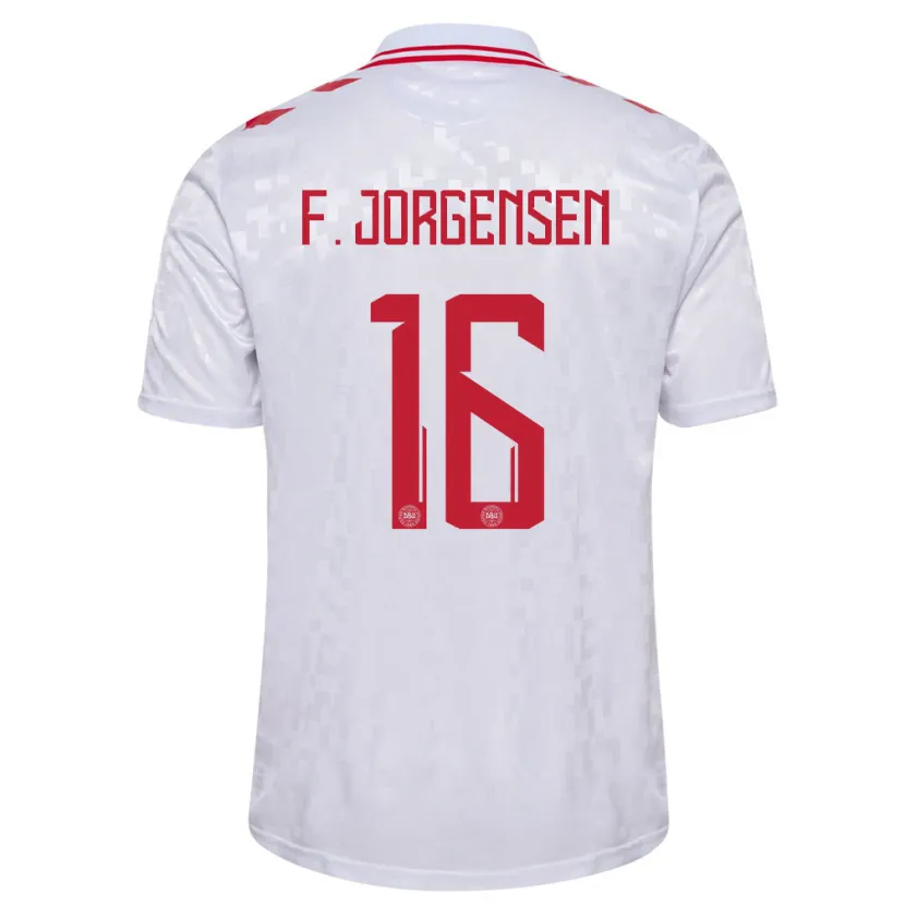 Danxen Män Danmark Filip Jorgensen #16 Vit Bortatröja Matchtröjor 24-26 Tröjor T-Tröja