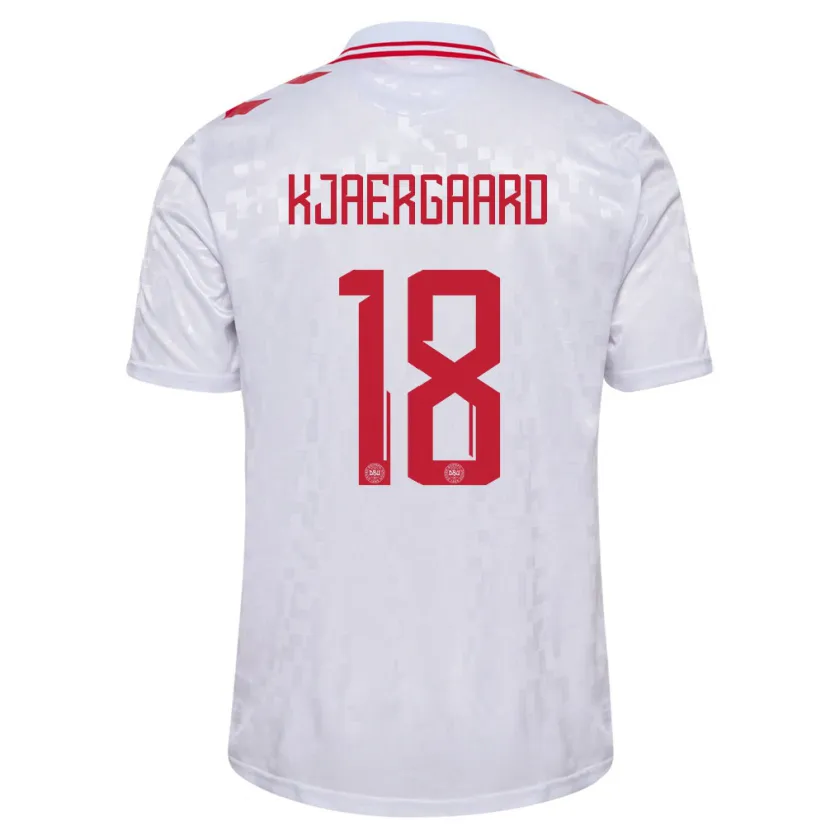 Danxen Män Danmark Maurits Kjaergaard #18 Vit Bortatröja Matchtröjor 24-26 Tröjor T-Tröja