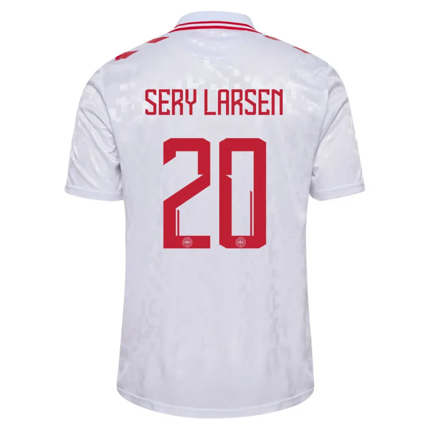 Danxen Män Danmark Japhet Sery Larsen #20 Vit Bortatröja Matchtröjor 24-26 Tröjor T-Tröja