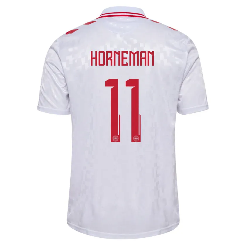Danxen Män Danmark Charly Horneman #11 Vit Bortatröja Matchtröjor 24-26 Tröjor T-Tröja