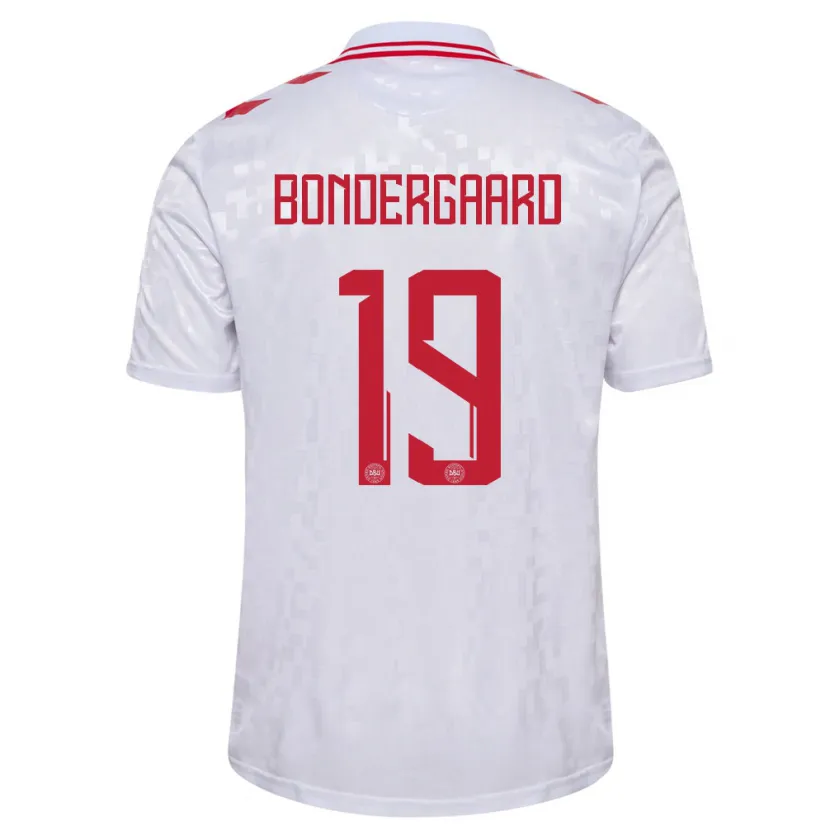 Danxen Män Danmark Asbjorn Bondergaard #19 Vit Bortatröja Matchtröjor 24-26 Tröjor T-Tröja