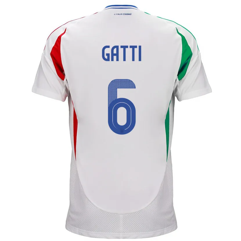 Danxen Män Italien Federico Gatti #6 Vit Bortatröja Matchtröjor 24-26 Tröjor T-Tröja