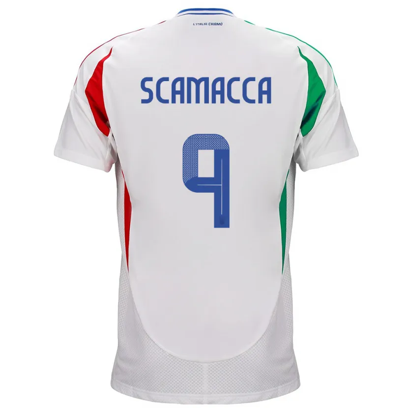 Danxen Män Italien Gianluca Scamacca #9 Vit Bortatröja Matchtröjor 24-26 Tröjor T-Tröja