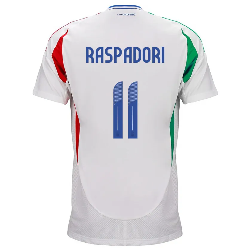 Danxen Män Italien Giacomo Raspadori #11 Vit Bortatröja Matchtröjor 24-26 Tröjor T-Tröja