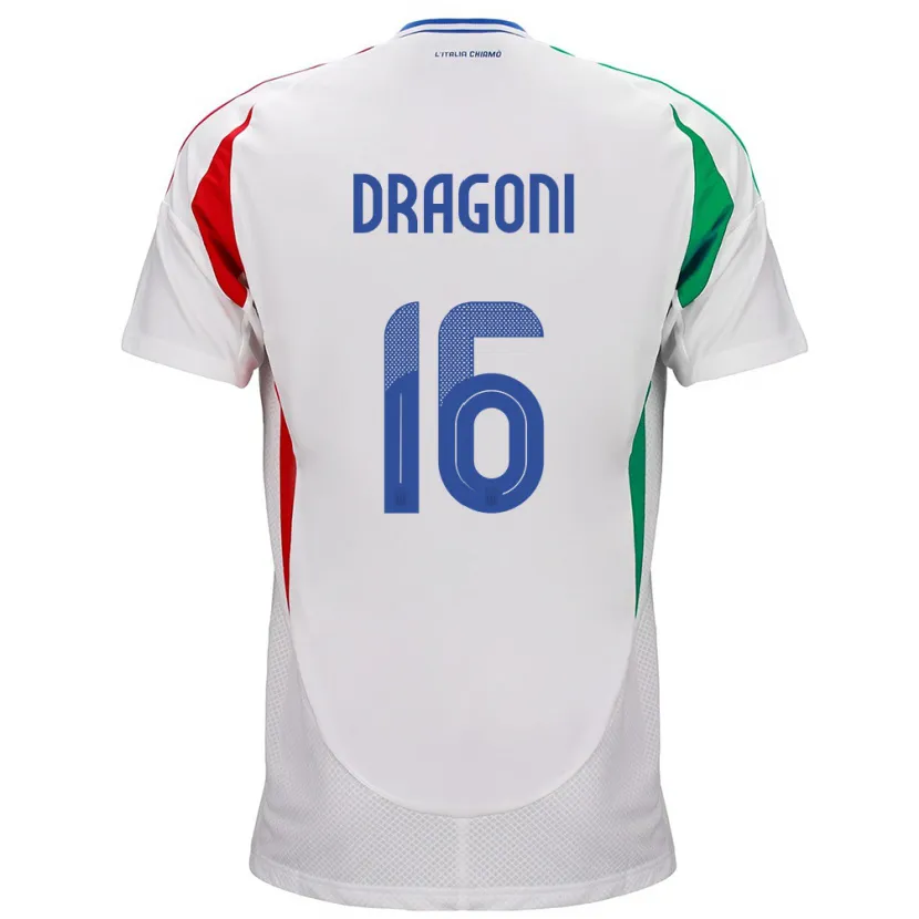Danxen Män Italien Giulia Dragoni #16 Vit Bortatröja Matchtröjor 24-26 Tröjor T-Tröja