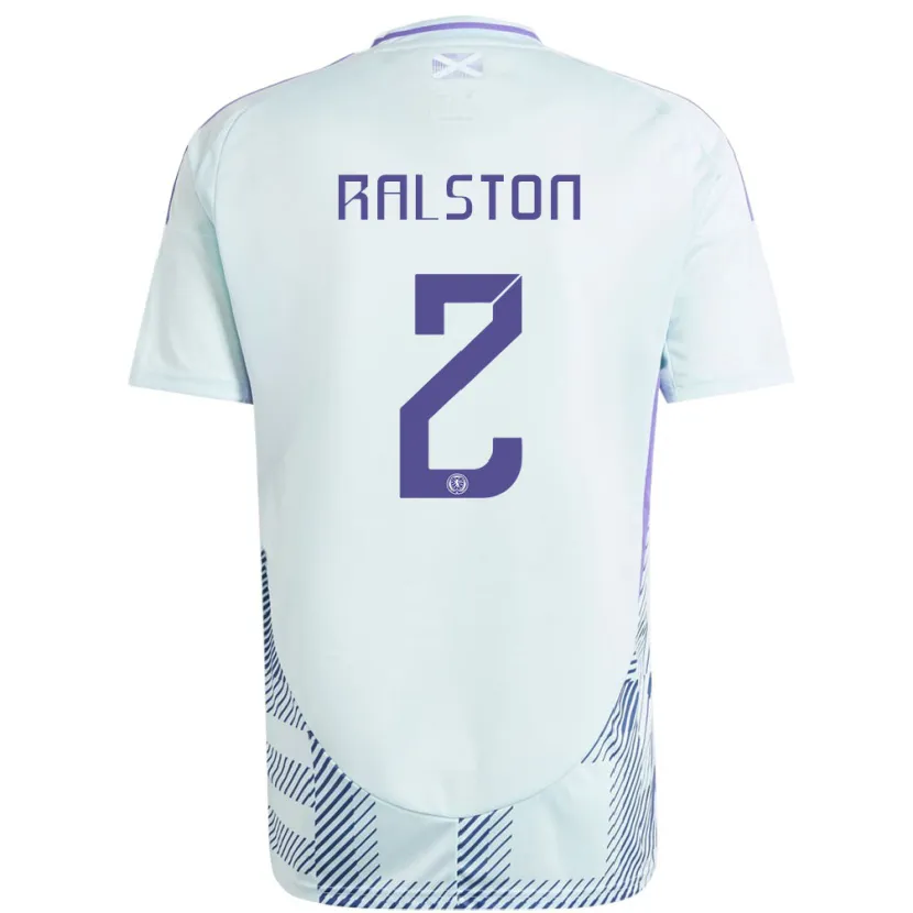 Danxen Män Skottland Anthony Ralston #2 Ljus Mintblå Bortatröja Matchtröjor 24-26 Tröjor T-Tröja