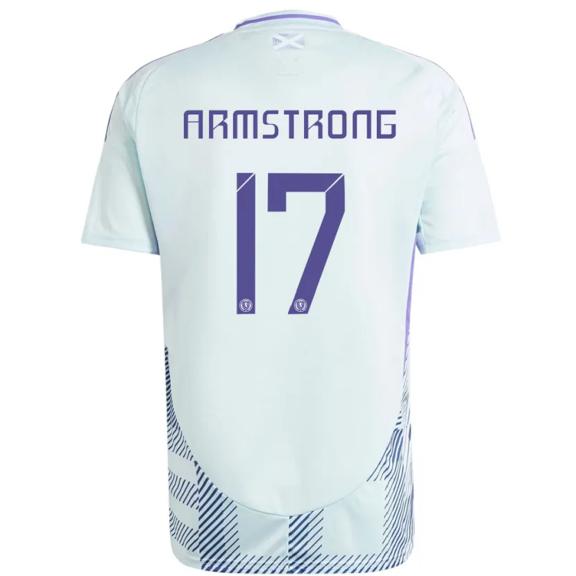 Danxen Män Skottland Stuart Armstrong #17 Ljus Mintblå Bortatröja Matchtröjor 24-26 Tröjor T-Tröja