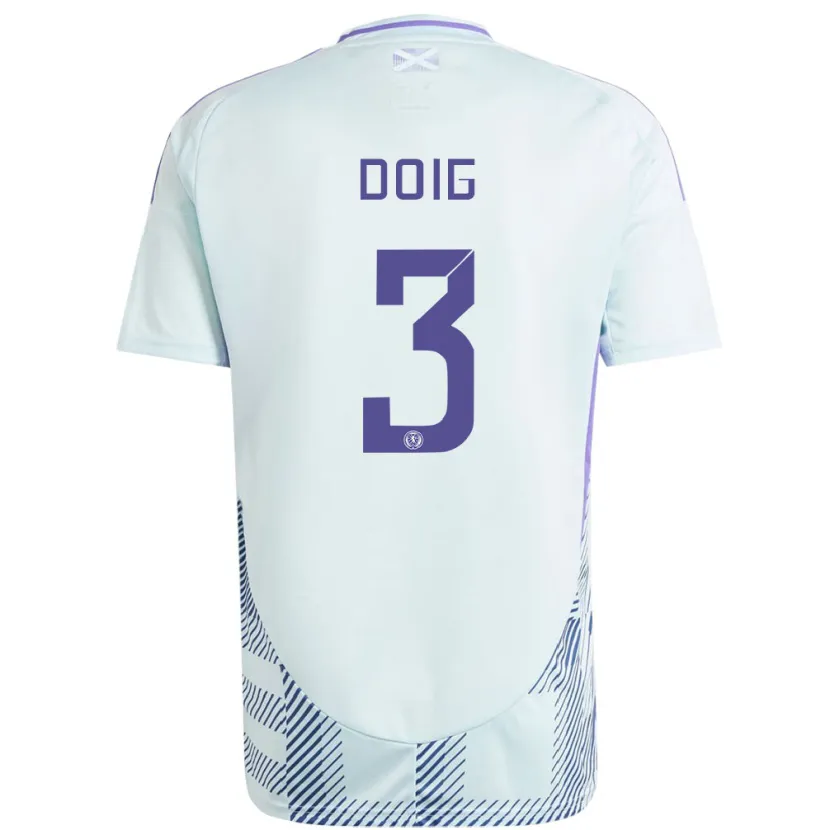 Danxen Män Skottland Josh Doig #3 Ljus Mintblå Bortatröja Matchtröjor 24-26 Tröjor T-Tröja