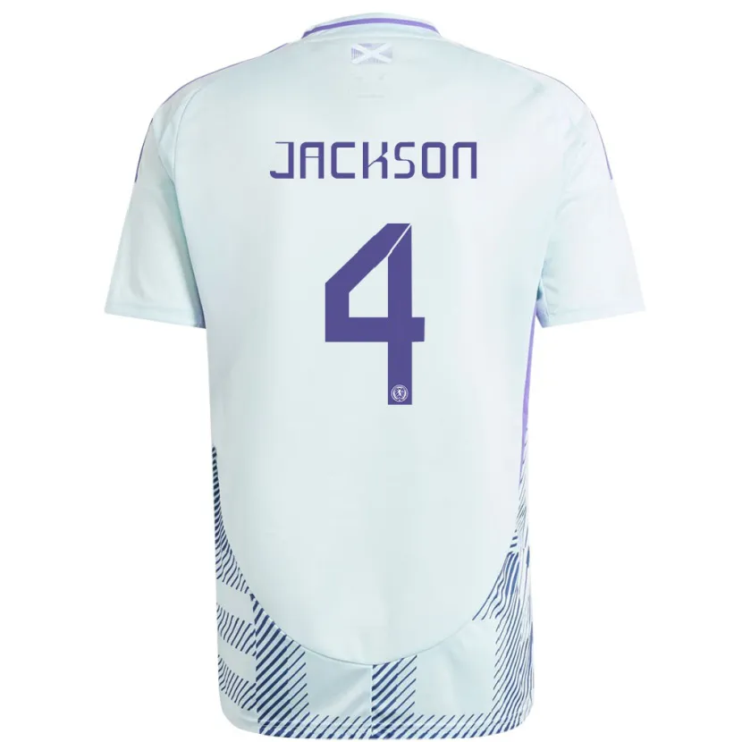Danxen Män Skottland Louis Jackson #4 Ljus Mintblå Bortatröja Matchtröjor 24-26 Tröjor T-Tröja