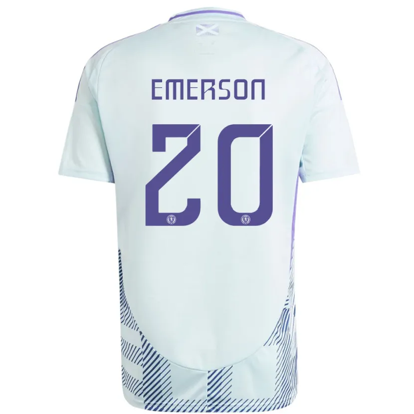 Danxen Män Skottland Johnny Emerson #20 Ljus Mintblå Bortatröja Matchtröjor 24-26 Tröjor T-Tröja