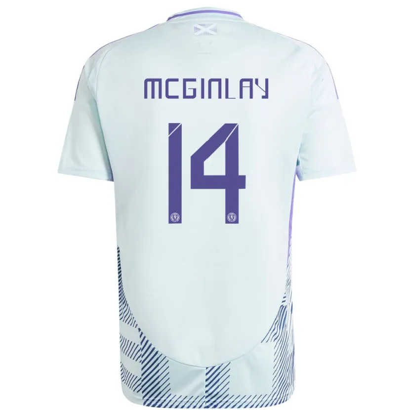 Danxen Män Skottland Aiden Mcginlay #14 Ljus Mintblå Bortatröja Matchtröjor 24-26 Tröjor T-Tröja