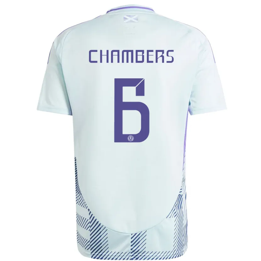 Danxen Män Skottland Sam Chambers #6 Ljus Mintblå Bortatröja Matchtröjor 24-26 Tröjor T-Tröja