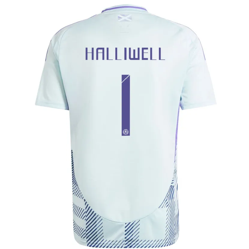Danxen Män Skottland Alfie Halliwell #1 Ljus Mintblå Bortatröja Matchtröjor 24-26 Tröjor T-Tröja