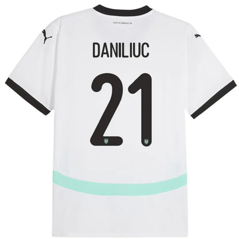 Danxen Män Österrike Flavius Daniliuc #21 Vit Bortatröja Matchtröjor 24-26 Tröjor T-Tröja
