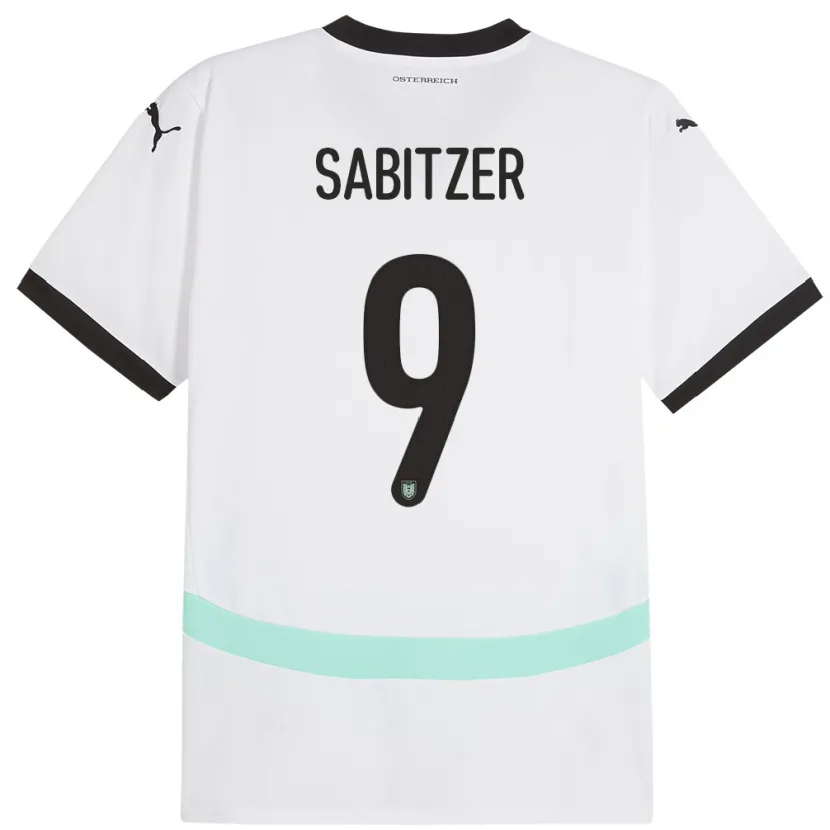 Danxen Män Österrike Marcel Sabitzer #9 Vit Bortatröja Matchtröjor 24-26 Tröjor T-Tröja