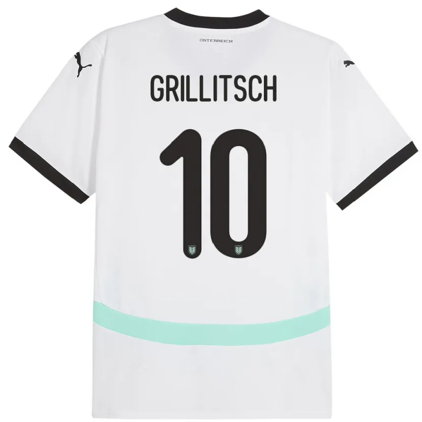Danxen Män Österrike Florian Grillitsch #10 Vit Bortatröja Matchtröjor 24-26 Tröjor T-Tröja