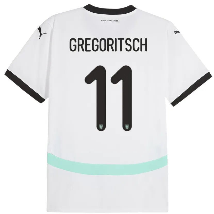 Danxen Män Österrike Michael Gregoritsch #11 Vit Bortatröja Matchtröjor 24-26 Tröjor T-Tröja