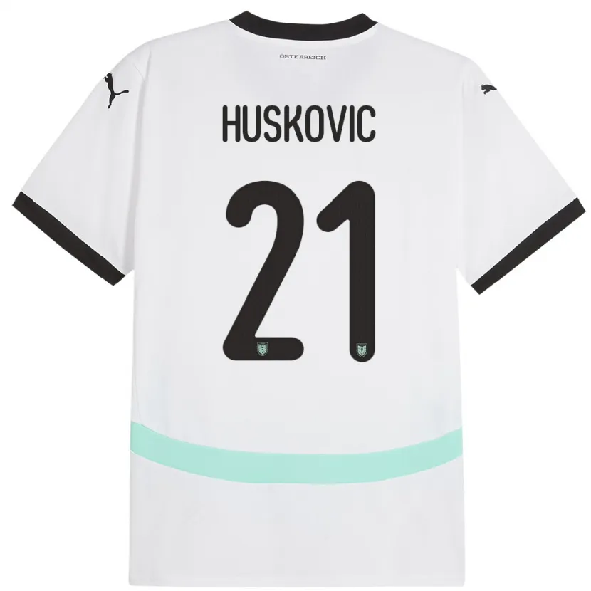 Danxen Män Österrike Muharem Huskovic #21 Vit Bortatröja Matchtröjor 24-26 Tröjor T-Tröja