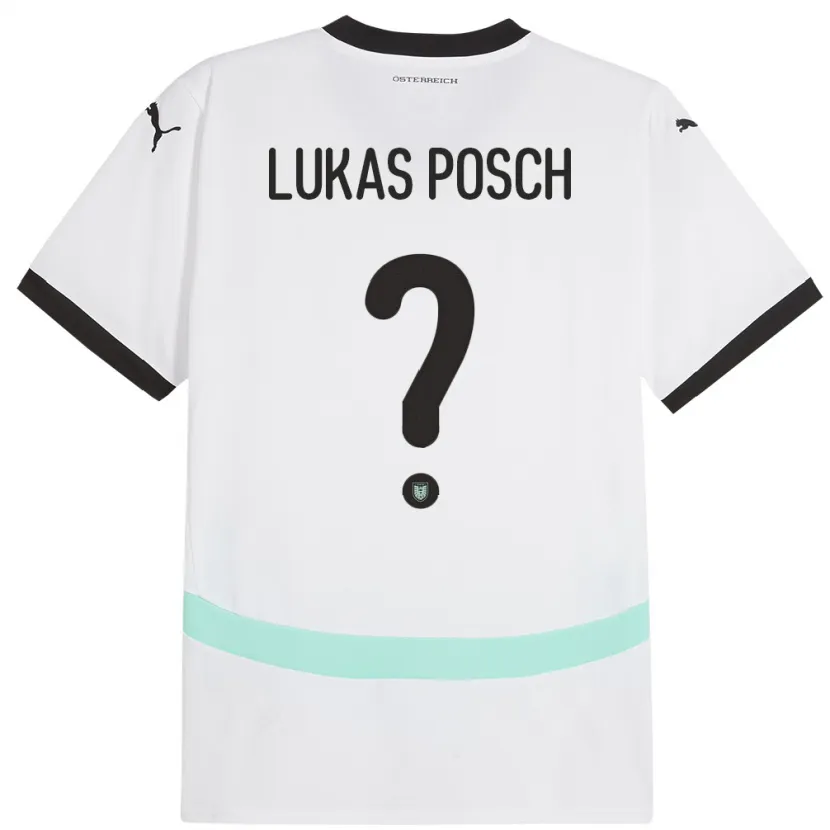Danxen Män Österrike Lukas Posch #0 Vit Bortatröja Matchtröjor 24-26 Tröjor T-Tröja