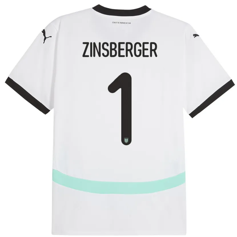 Danxen Män Österrike Manuela Zinsberger #1 Vit Bortatröja Matchtröjor 24-26 Tröjor T-Tröja