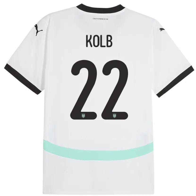 Danxen Män Österrike Lisa Kolb #22 Vit Bortatröja Matchtröjor 24-26 Tröjor T-Tröja