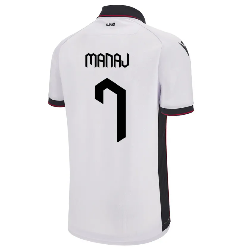Danxen Män Albanien Rey Manaj #7 Vit Bortatröja Matchtröjor 24-26 Tröjor T-Tröja