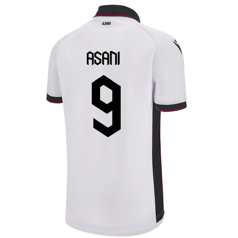 Danxen Män Albanien Jasir Asani #9 Vit Bortatröja Matchtröjor 24-26 Tröjor T-Tröja