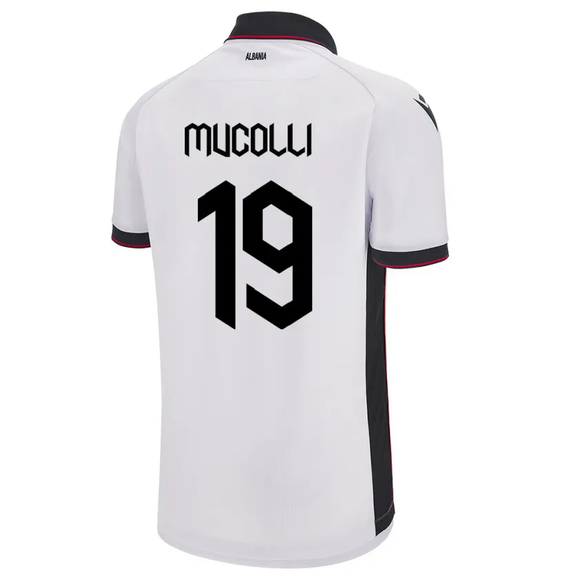 Danxen Män Albanien Arbnor Mucolli #19 Vit Bortatröja Matchtröjor 24-26 Tröjor T-Tröja