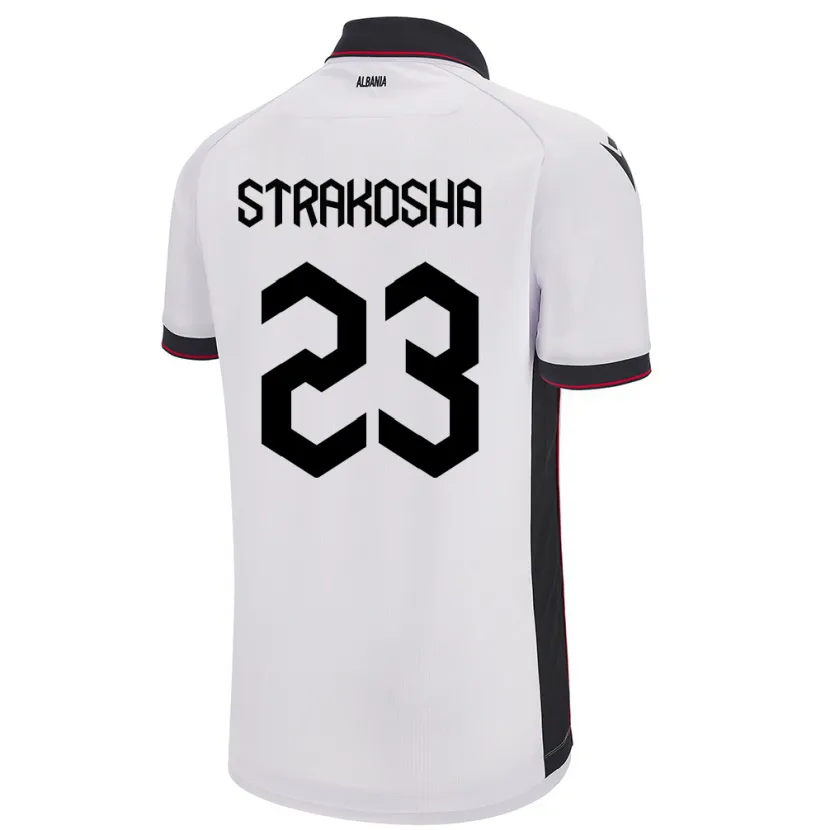 Danxen Män Albanien Thomas Strakosha #23 Vit Bortatröja Matchtröjor 24-26 Tröjor T-Tröja