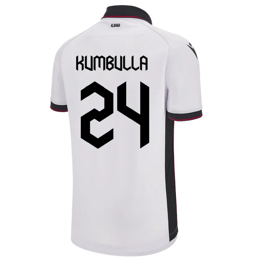 Danxen Män Albanien Marash Kumbulla #24 Vit Bortatröja Matchtröjor 24-26 Tröjor T-Tröja