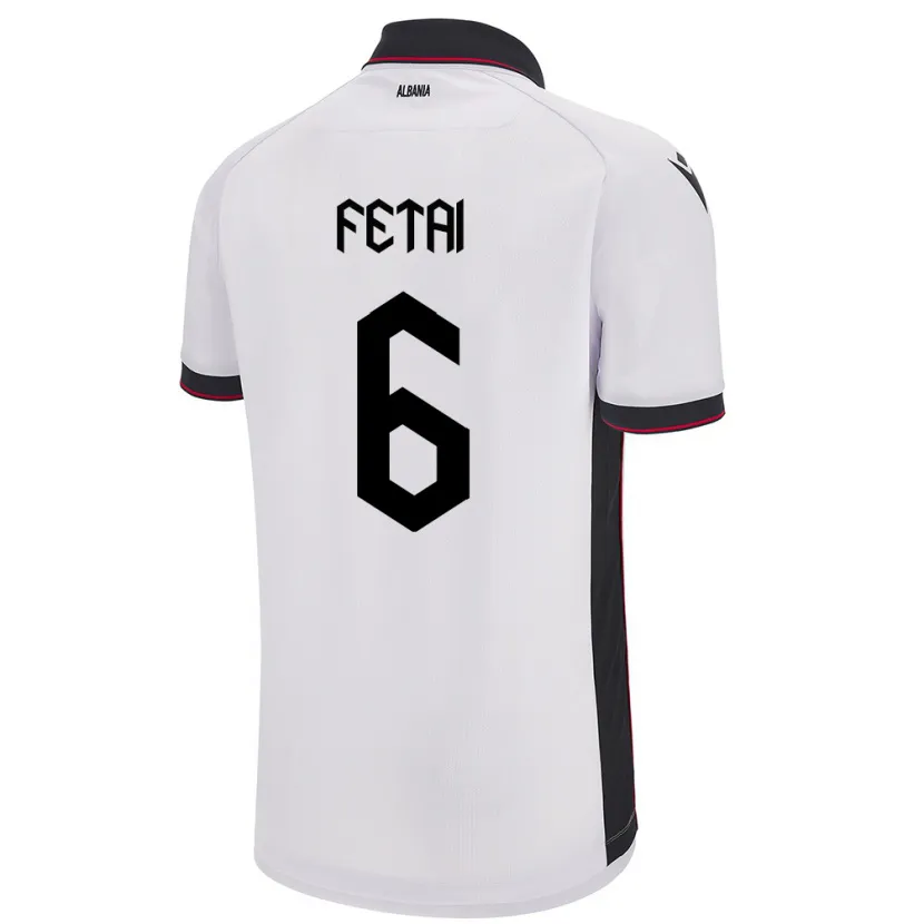 Danxen Män Albanien Feta Fetai #6 Vit Bortatröja Matchtröjor 24-26 Tröjor T-Tröja