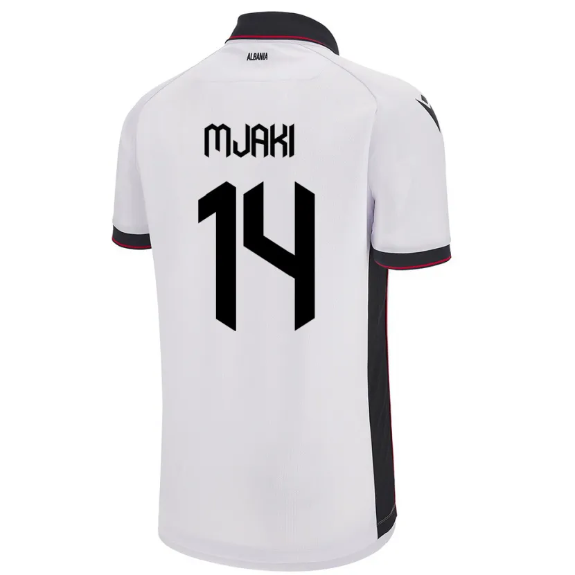 Danxen Män Albanien Agan Mjaki #14 Vit Bortatröja Matchtröjor 24-26 Tröjor T-Tröja