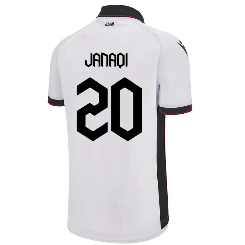 Danxen Män Albanien Dejvid Janaqi #20 Vit Bortatröja Matchtröjor 24-26 Tröjor T-Tröja
