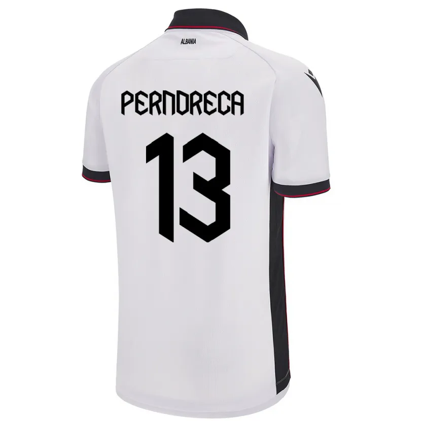 Danxen Män Albanien Fabjan Perndreca #13 Vit Bortatröja Matchtröjor 24-26 Tröjor T-Tröja