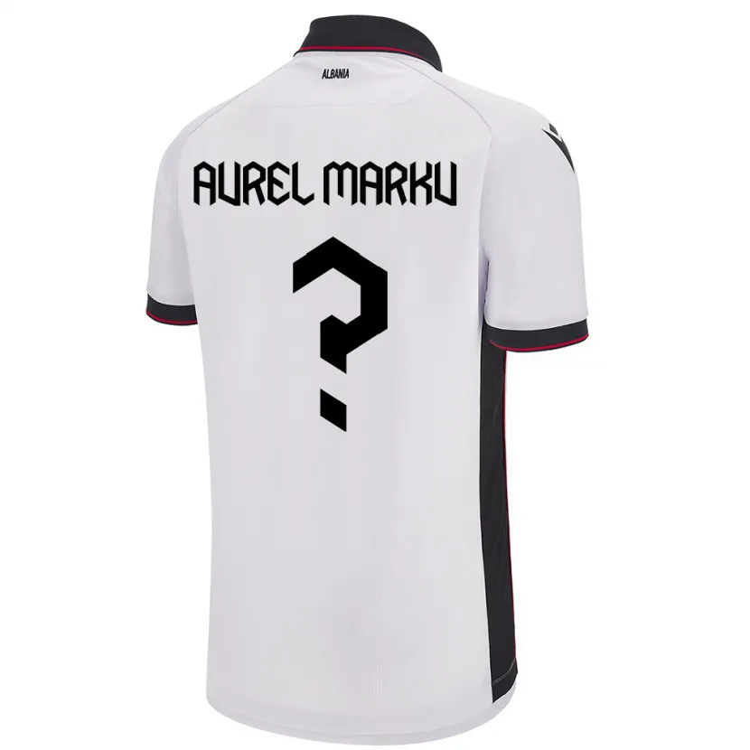 Danxen Män Albanien Aurel Marku #0 Vit Bortatröja Matchtröjor 24-26 Tröjor T-Tröja